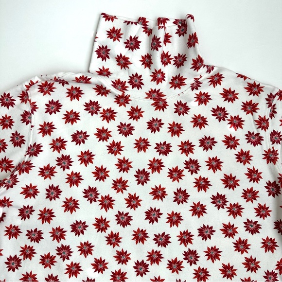Classic Elements Christmas Holiday Poinsettia Print Turtleneck L - Picture 2 of 5